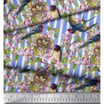 thumbnail image 3 of Soimoi Rayon Fabric Bird,Stripe & Periwinkle Floral Fabric Prints by Yard 56 Inch Wide, 3 of 3