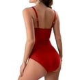 thumbnail image 3 of UPPADA Womens One Piece Swimsuits Athletic Training Swimwear Plus Size Bathing Suits Ruched Color Block Print Swimsuits Criss-Cross Back Crew Neck Athletic Training Swimwear Clearance Red,L, 3 of 4