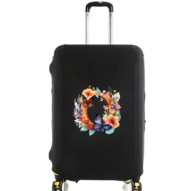 Luggage Cover Protective Covers Travel Luggage Scratch Proof Dust Cover Reusable Dust Cover Washable Butterfly Print Pattern 8butterfly letter O M