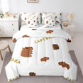 thumbnail image 1 of YST Ensemble de Douillette 7 Pcs, Ensemble de Literie Dessin Animé Capybara, 7 Pcs, Brun, Lit Simple, 1 of 5