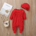 thumbnail image 2 of Newborn Baby Girl Clothes 3D Flower Romper Jumpsuit Long Sleeve Ruffled Footie Bodysuit Hat Outfit Set 2PCS, 2 of 3