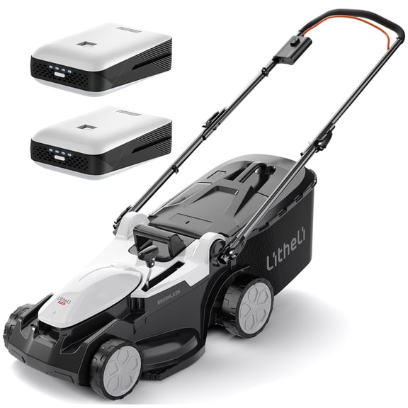 Litheli Lawn Mower, 16'' Electric Lawn Mower for Garden Yards, Lightweight Cordless Lawn Mower Brushless with 6-Position Height Adjustment, 2 * 20V 4.0Ah Battery