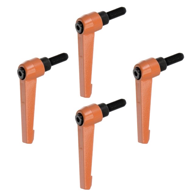 Unique Bargains 4 Pack M8 x 20mm Male Threaded Stud Adjustable Clamping Lever Handle Bolt Knob Orange