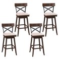 thumbnail image 1 of Costway Set of 4 Wooden Swivel Bar Stools Upholstered Bar Height Dining Chairs Brown, 1 of 8