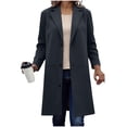 thumbnail image 2 of WRKEKC Coats for Women Long Sleeve Solid Color Button Multi Pocket Wool Blend Long Jacket Top for Daily Appeal and Functional Design, 2 of 5