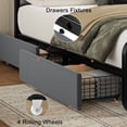 thumbnail image 4 of GUNAITO Cadre de Lit Double avec 2 Tiroirs de Rangement, Lit Plateforme avec Tête de Lit Rembourrée en Velours, Cadre de Lit Moderne avec Station de Recharge et Port USB, Beige, 4 of 9