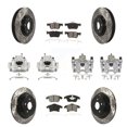 thumbnail image 1 of Transit Auto Front Rear Disc Brake Coated Caliper Drilled Slotted Rotors and Semi-Metallic Pads Kit (10Pc) for Car 2019-2020 Ford Police Responder Hybrid KCD-100389S, 1 of 11