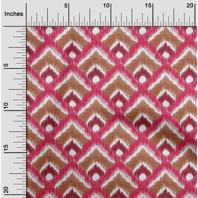 oneOone Cotton Poplin Fabric Argyle Style Ikat Print Fabric BTY 56 Inch Wide