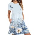 thumbnail image 1 of Weiqiqre Robes pour Femmes Été Décontractées à Manches Courtes Col Ras du Cou Robes T-Shirt Amples Évasées Mini avec Poches, 1 of 5