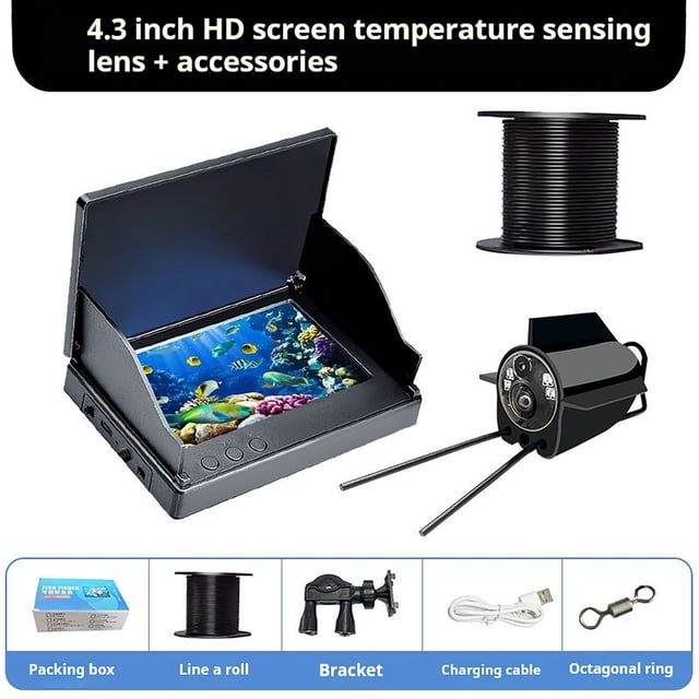 Underwater Fishing Camera,Fish Finder Underwater Visual HD Camera with Temperature Sensing and Night Vision Probe for Fishing Gift,Night Vision Camera