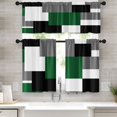 thumbnail image 1 of Green Geometric Kitchen Curtains Checkered Window Curtains and Valances Set 36 Inch, Black Grey White Short Tier Curtain for Kitchen, Modern Abstract Small Kitchen Decor, 1 of 5