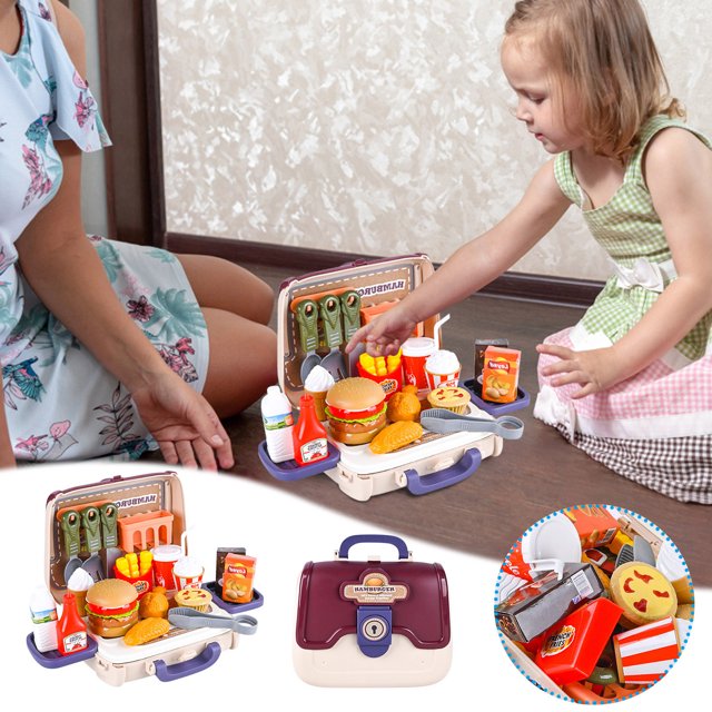 Leutsin Toys Games Kids,Play Kitchen,Simulation Kitchen Toy,Christmas Decorations,Baby Toys Clearance,Children's Simulation Kitchen Tableware Set Dressing Tools Supermarket Play House Handbag Toy