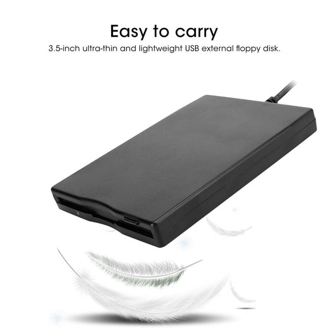 WIFKLSIIPG Lecteur de Disques Souples 3,5 Pouces Externe Lecteur de Disques Souples USB, Montré en Mince, design Rectangulaire Noir avec un Câble USB Attaché. Ce Lecteur de Disques Souples portable Est compatible avec Windows 2000, XP, ME et 7, et Prend en Charge les interfaces USB 1.1, 2.0 et 3.0. Idéal pour Ordinateurs Portables et PC de Bureau, Il Permet aux Utilisateurs d'Accéder aux Données à Partir d'Anciennes Disques Souples. l'Image Met en Valeur Sa