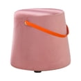 thumbnail image 2 of Abbracc Portable Round Ottoman Changing Shoes Stool Bench with Handle Space-Saving Solid Pink, 2 of 9