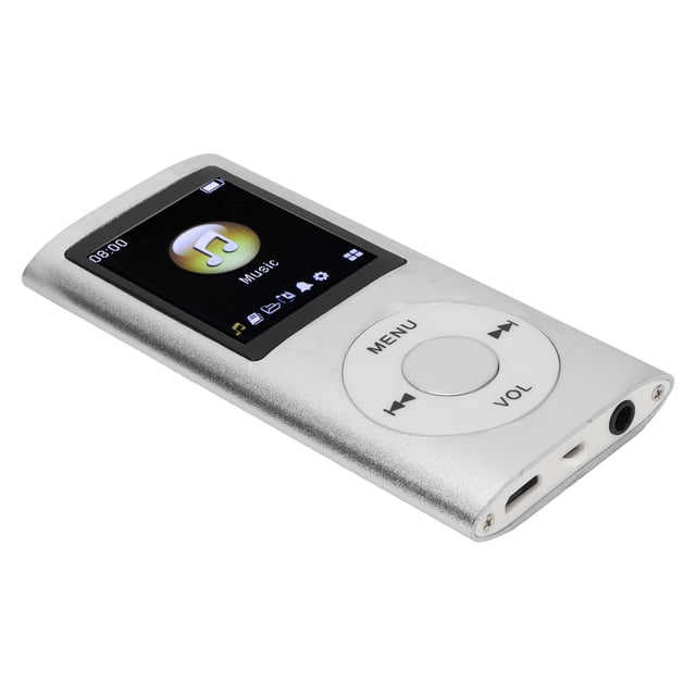 Mp3 Mp4 Players Mp3 Player Stylish Multifunctional Lossless Sound Slim 1.8 Inch LCD SN Portable Mp3 Music Player. The device features a sleek aluminum alloy body with a 1.8-inch LCD screen and a circular control pad for navigation. It supports lossless sound quality and multiple audio formats, including MP3, WMA, FLAC, and APE. The MP3 player includes a built-in 200mAh lithium battery, a charging cable, and earphones. It supports up to 64GB of memory with a recommended MYMAHDI memory card, which is not included. The compact design makes it ideal for portable music playback.