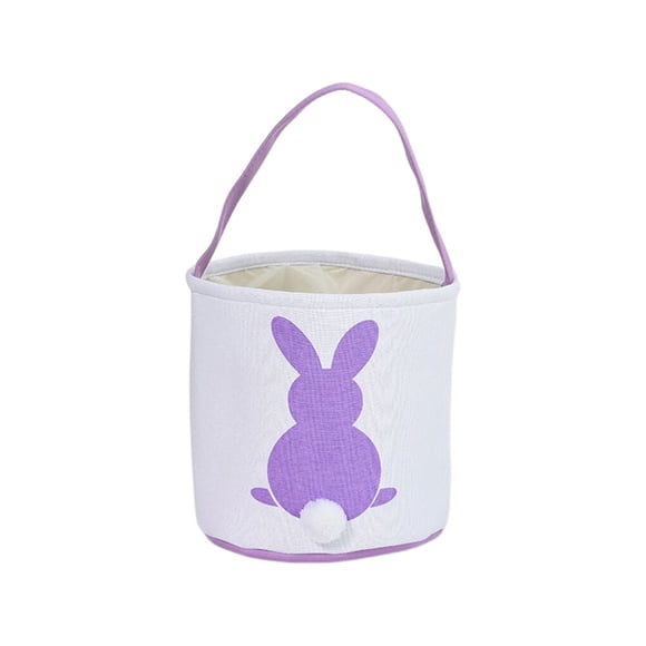 Sac Lapin Panier de Pâques Pratique Seaux de Fête Fournitures pour Enfants Décoratif Motifs Assortis Queue Empreinte Poignée Sacs Queue Violette