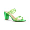 thumbnail image 1 of BLISSFUL STEP Women's Strappy Block Heel Slides Mules Sandals Green 8.5, 1 of 8