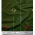 thumbnail image 1 of Soimoi Green Silk Fabric Dotted Jamdani Printed Fabric 1 Yard 42 Inch Wide, 1 of 1