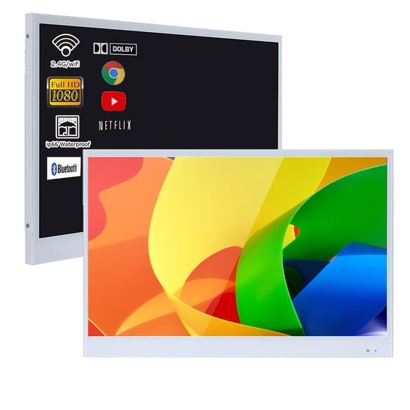 Soulaca 22 inches White Color Smart Bathroom Waterproof Television Water Resistance WiFi Bluetooth ATSC DTV Tuner