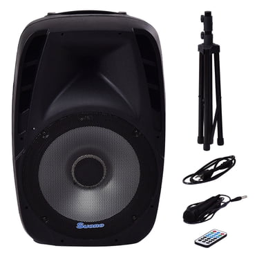 Costway Support de Haut-Parleur Portable 15 Pieds' 2000W à Alimentation Bidirectionnelle avec TWS et Lumière d'Éclairage