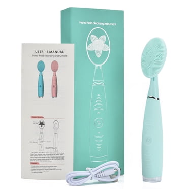Portable Electric Facial Cleansing Brush,Waterproof Silicone Handheld Mini Pore Cleaner ,Washing Face Skin Care (Green)
