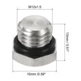 thumbnail image 2 of Unique Bargains M12x1.5 Male Plug Stainless Steel Thread Hex Head Socket Pipe Fitting with Sealing Rubber Ring 3 Pack, 2 of 5