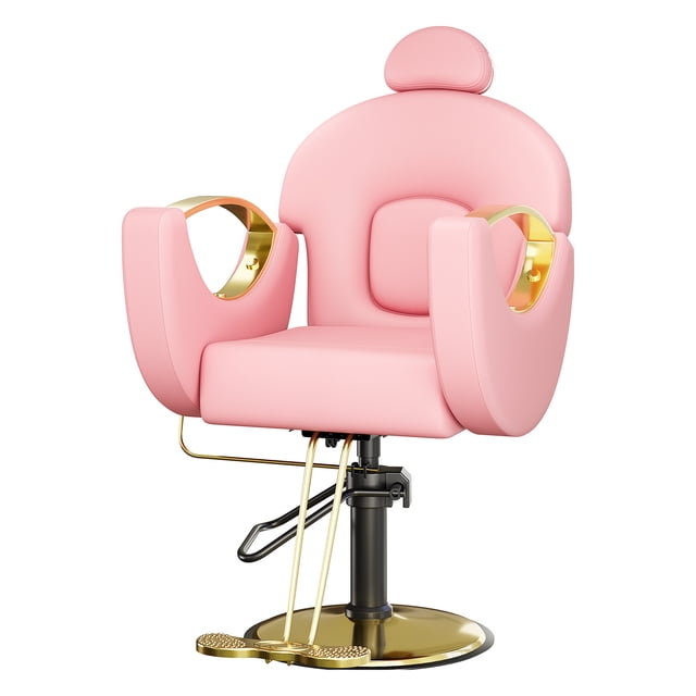 GloryStar Chaise de Coiffure Professionnelle Dotée d'Une base Hydraulique pour le Réglage de la Hauteur, d'Un Appui-Tête, d'Un Repose-Pieds et d'Un Siège Inclinable Pivotant à 360 Degrés, Parfaitement Conçue pour les Barbiers