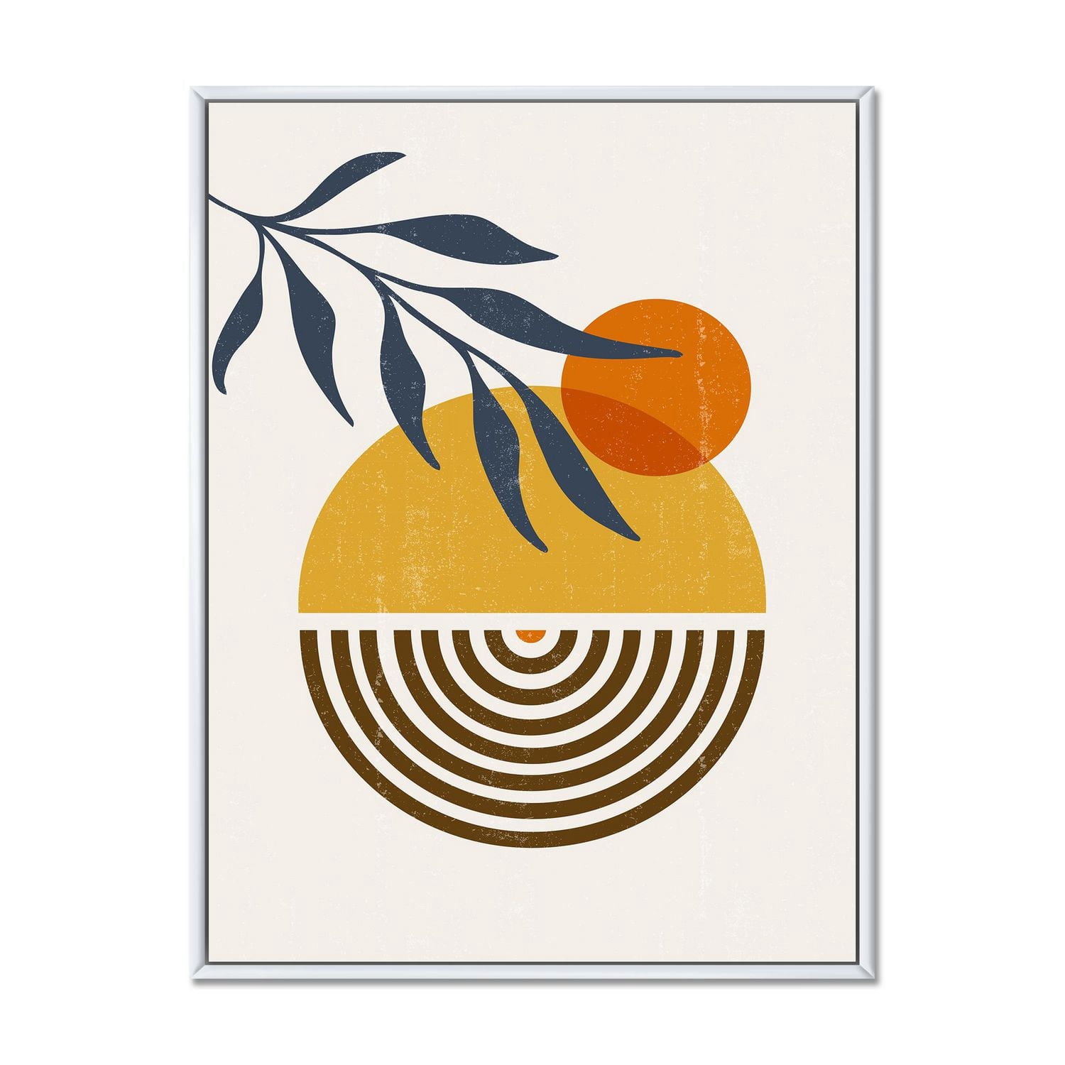 Designart Feuille minimaliste botanique avec des formes abstraites IV ART MURAL À CADRE FLOTTÉ