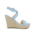 thumbnail image 3 of BLISSFUL STEP Chaussures pour Femmes Sandales Espadrilles à Talon Compensé Slingback à Brides Croisées Bleu Ciel 10, 3 of 7
