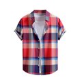 thumbnail image 2 of Weiqiqre Shirts for Men Color Block Striped Print Short Sleeve Button Up Casual Shirt, 2 of 7