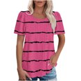 thumbnail image 1 of BVOFAR Chemises à Oeillets à Rayures pour Femmes 2025 Été Blouses à Col Rond Mode T-Shirts à Manches Courtes Chic Décontracté Hauts Coupe Ample, 1 of 7