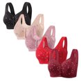thumbnail image 1 of Plebaso Everyday Bras Pack of 5 for Women Front Closure Button Bras No Underwire Full Coverage Bralettes, 1 of 3