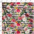 thumbnail image 3 of Soimoi Tissu en Velours Rose Rayé & Roses Grandiflora Imprimé Floral 1 Yard 58 Pouces de Large, 3 of 4