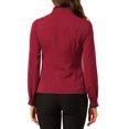 thumbnail image 3 of INSPIRE CHIC Women's Office Button Down Ruffle Stand Collar Long Sleeve Work Shirts, 3 of 6