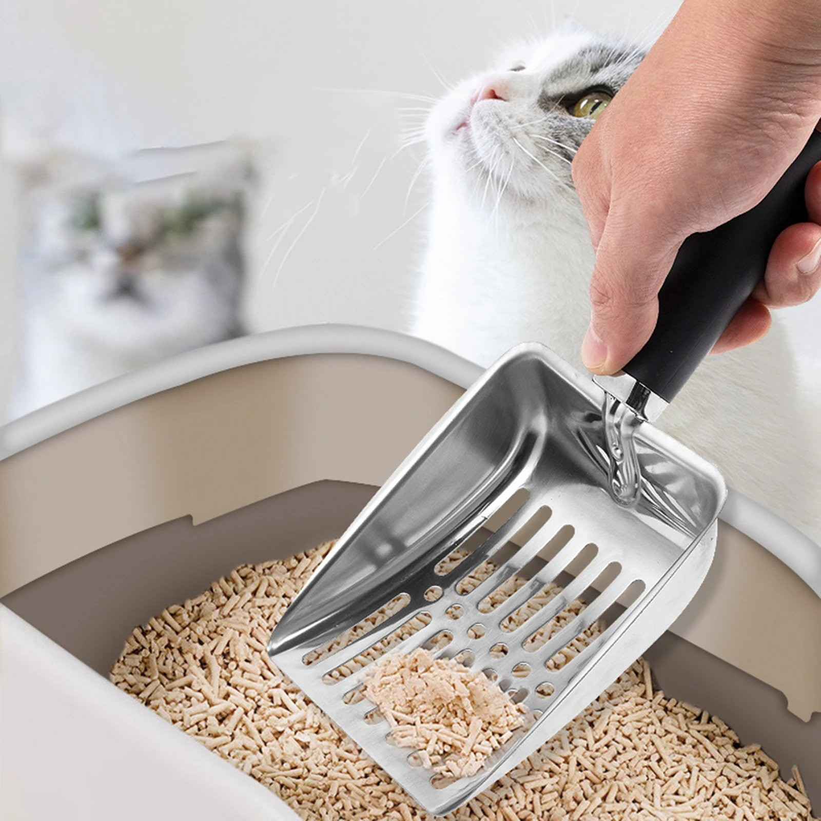 Meitianfacai Stainless Steel Metal Litter Beach Non-Stick Metal Litter With Long Handle