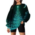 thumbnail image 1 of 2023 Chandail en Molleton de Noël pour Femmes en Solde Col Rond Mode Décontractée Manches Longues Imprimé de Noël, 1 of 5