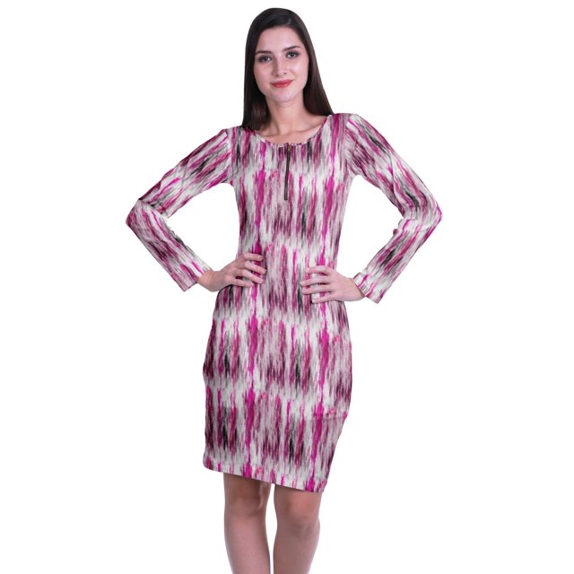 Moomaya Womens Full Sleeve Printed Midi Length Printed Bodycon Dress