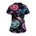 thumbnail image 3 of LINMOUA Plus SizePrinted Scrub Working Uniform Tops For Women's Cross V-Neck Halloween Print Short Sleeve Fun T-Shirts Workwear Tee With Pockets, 3 of 3