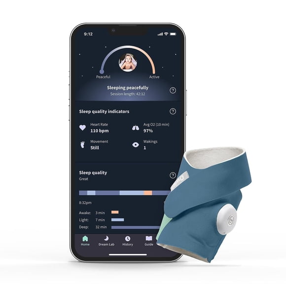 Owlet Dream Sock - Smart Baby Monitor with Sleep Quality Indicators Including Movement, Heart Rate and Average Oxygen Levels