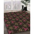 thumbnail image 3 of Ahgly Company Tapis Rond Lavable en Machine Intérieur Transitionnel Marron Chocolat, 4 Pieds Rond, 3 of 7