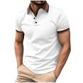 thumbnail image 2 of Haut pour Hommes à Col Rabattu à Boutons, Manches Courtes, Rayé, Haut de Sport, Chemise, 2 of 6