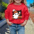 thumbnail image 2 of GDREDA Chandails à Capuchon et Chandails pour Filles, Mignons, Imprimés, Col Rond, Manches Longues, Mode Halloween pour Enfants, Rouge, 4-5 Ans, 2 of 4