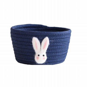 Specialoffer！Small Woven Basket Cute Blue Rope Basket Cotton Basket Room Storage Basket Cute Animal Design Storage Bags Gallon Size