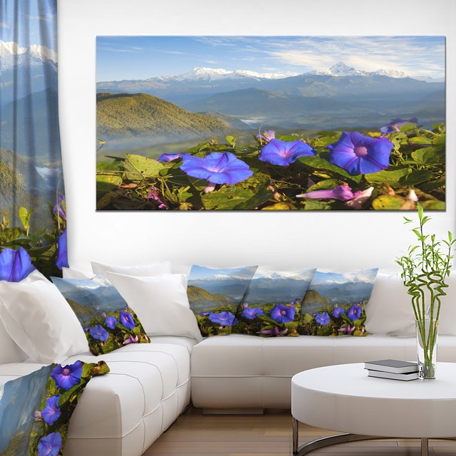 Stunning Mountain Terrain with Flowers - Landscape Canvas Art Print