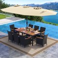 thumbnail image 4 of Costway Ensemble de Salle à Manger en Osier pour Patio 11 Pcs avec Parasol Extérieur Double Face 8 Chaises Empilables, 4 of 9