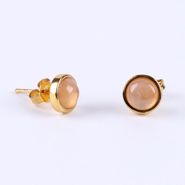 Women Gold Color Ear Piercing Stone Bead Onyx Black Crystal Earring