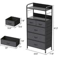 thumbnail image 2 of 5-Drawer Fabric Dresser Tower: Vertical Storage Organizer for Bedroom, Closet, Hallway & Living Room (Grey), 2 of 8