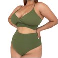 thumbnail image 2 of EGNMCR Bikini Set Women Plus Size Fashion Solid Swimsuit Bikini Set Two Piece Suit, 2 of 5