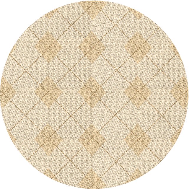 Ahgly Company Tapis de Zone Rond d'Intérieur Lavable à la Machine, Style Transitionnel, Vanille et Or, 6 Pieds Rond