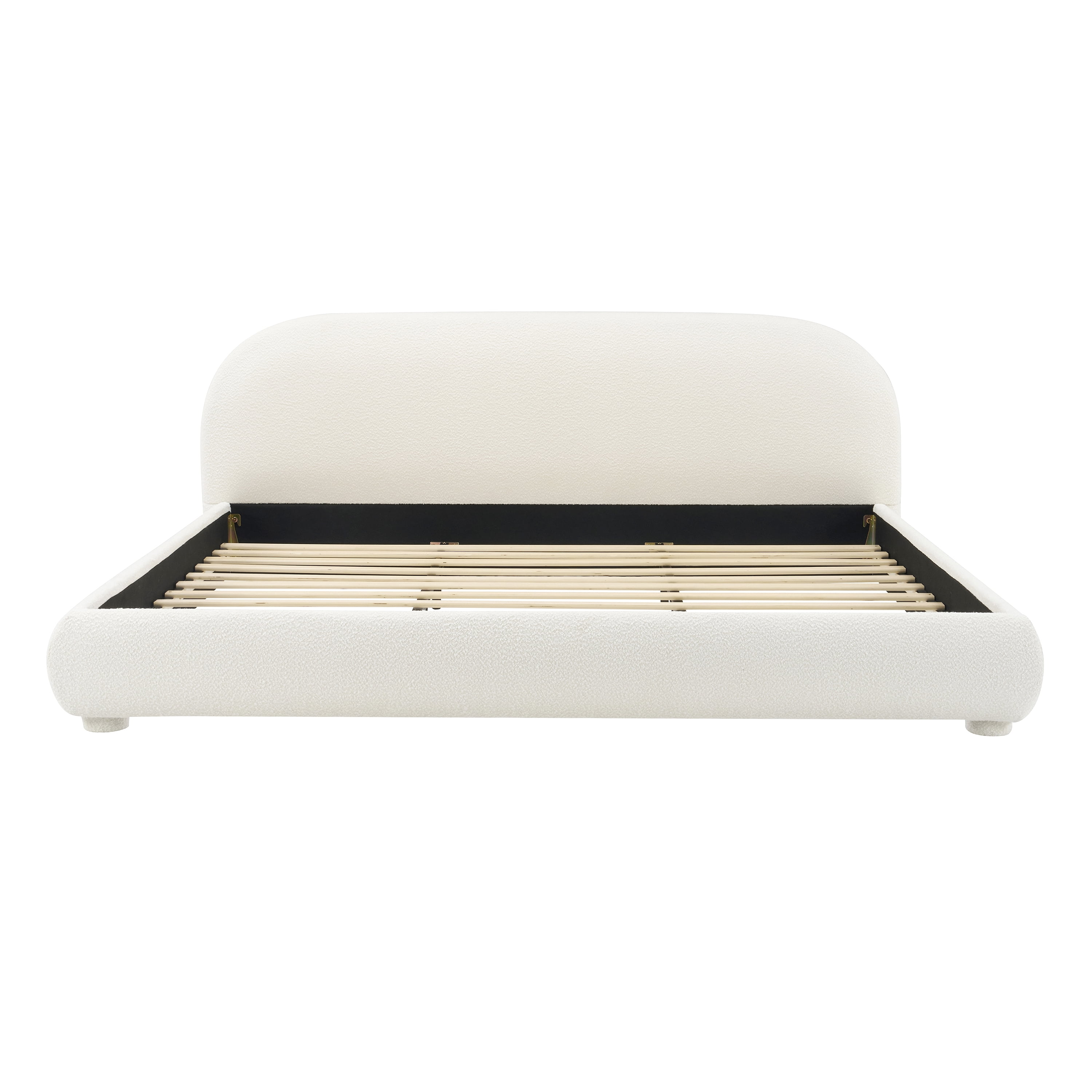 Noble House Lit rembourré Style Queen Cream, tête de lit en tissu texturé courbé avec cadre solide, blanc crémeux